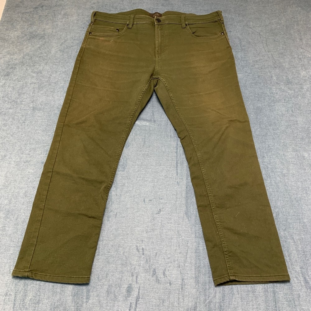 Jachs New York Traveler Chino Pants Mens 38x29 Olive Green Cotton Straight Leg